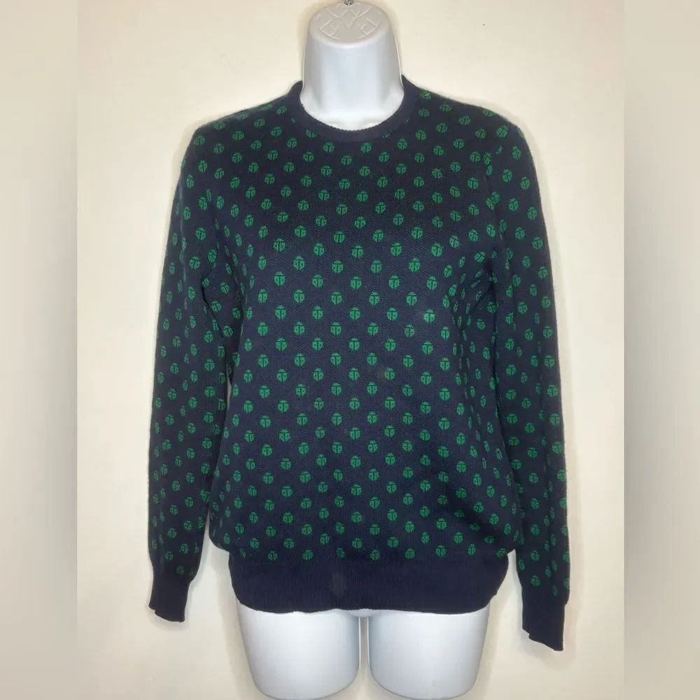 Givenchy Vintage bergdorf Goodman navy blue/green ladybug sweater size M